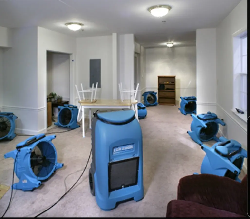 Air movers and dehumidifier setup for Water Extraction & Removal in Steubenville